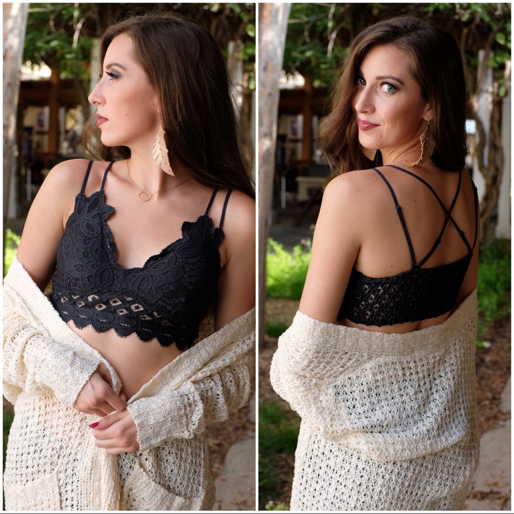 RESTOCKED✨Lace Bralette with padding-BLACK - Picture 4 of 5